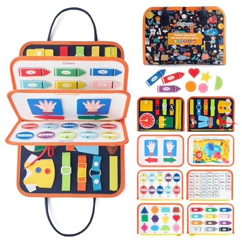 Freebear Busy Board Toddler Travel Toys Sensory Toys for Toddlers 1 2 3 4, Montessori Learning Toys for Toddlers Activities Board, Educational Toys for 3 4 Year Old Boys Girls Gift, Classic - Classic