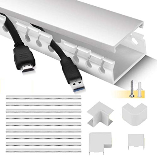 Cable Raceway Kit, Stageek Cable Management System Kit Open Slot Wiring Raceway Duct with Cover, On-Wall Cable Concealer Organizer to Hide Wires Cords for TVs, Computers - 9x15.4inch,White