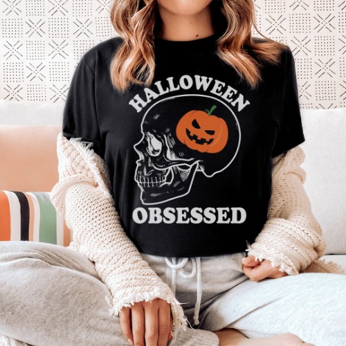 Halloween Obsessed Tee - Black Heather / L