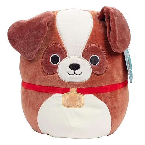 Squishmallows 10" Sassafras the St. Bernard Dog - Officially Licensed Kellytoy Plush - Collectible Soft & Squishy Puppy Stuffed Animal Toy - Add to Your Squad - Gift for Kids, Girls & Boys - 10 Inch