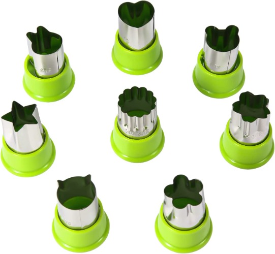 Cute Vegetable Cutter Shapes Set, Fruit and Cookie Stamps 8 Pcs - Green 304 Stainless Steel