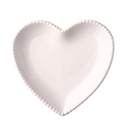 Hemoton Heart Shaped Dessert Salad Plate - 6.9 Inch (17.5cm) Ceramic Dinner Plates, Heart Dishes for Dessert, Appetizer, Microwave & Oven Safe (White) - White