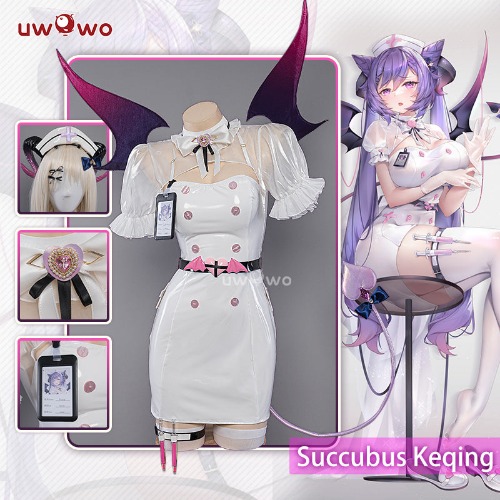 【In Stock】Uwowo Genshin Impact Fanart: Nurse Keqing Devil Cute Sexy Cosplay Costumes - XXXL