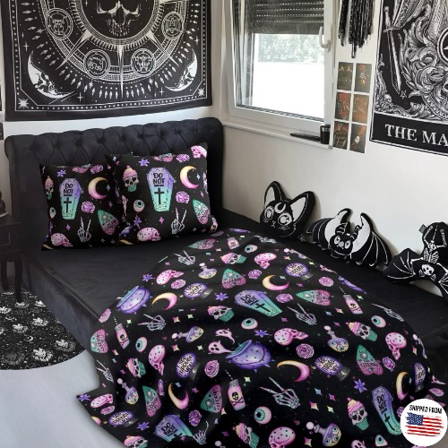 Spooky Vibes Arctic Fleece Blanket - Halloween Decor, Pastel Goth - 50" × 60"