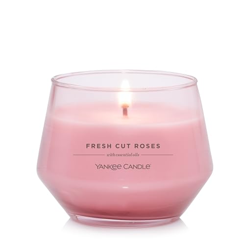Yankee Candle Studio Medium Candle, Fresh Cut Roses, Pink Candle, 10 oz: Long-Lasting, Essential-Oil Scented Soy Wax Blend Candle | 40-65 Hours of Burning Time, 10 oz, Home Décor - Fresh Cut Roses