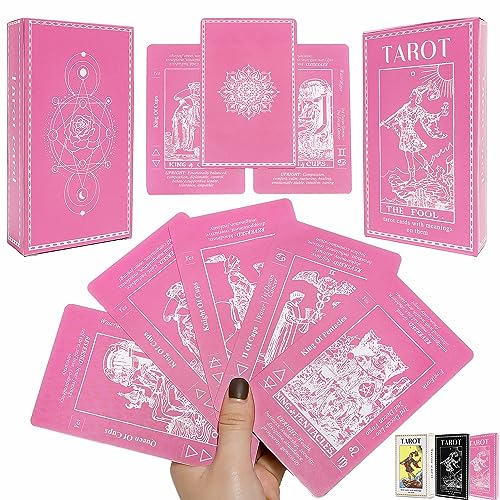 Sincerez Tarot Cards Deck for Beginners with Meanings On Them,Tarot Card with Guidebook (pink) - Pink