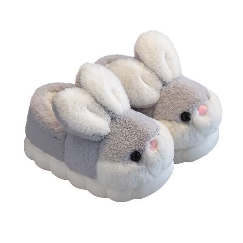 Uposao Dam och herr tofflor, nötkreatur kanin fluffiga djur skor söta tecknade halkfria inomhusskor för kvinnor, män, varma vinterskor - 42/43 EU - Färg: grå