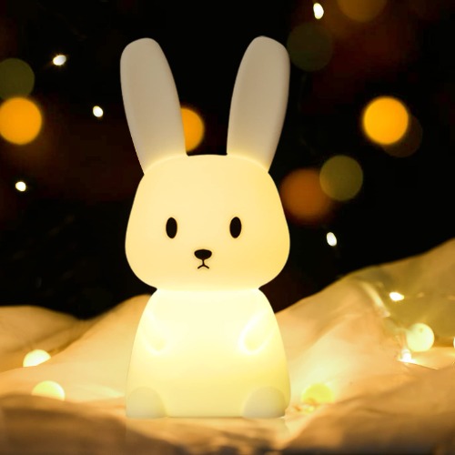 Kanin nattlampa för barnrum, 7 färgbyten LED bärbar beröring för sovrum, USB-laddbar silikon djur nattlampa för baby barn barnkammare småbarn flicka Kawaii födelsedagspresent - Bunny