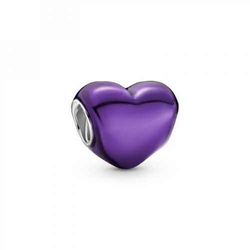 Pandora Charm Purple Metallic Heart 799291C01 silver, 1,1cm, Metal, Cubic Zirconia