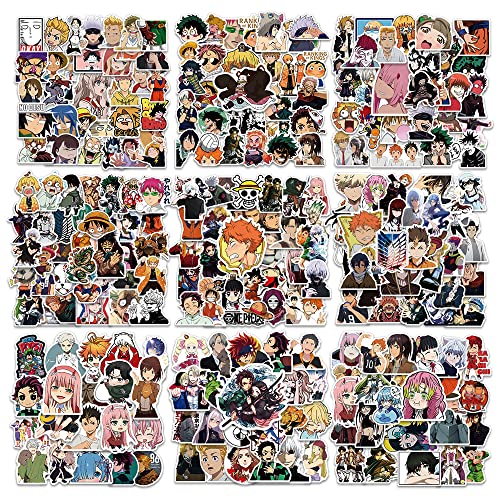 Anime Stickers Mixed Pack, 300PCS Popular Classic Japanese Style Stickers for Laptop, Skateboard, Water Bottle, Anime Themed Set Vinyl Waterproof Cartoon Decals, Gifts for Kids Girls Teens Adults - Cartoon