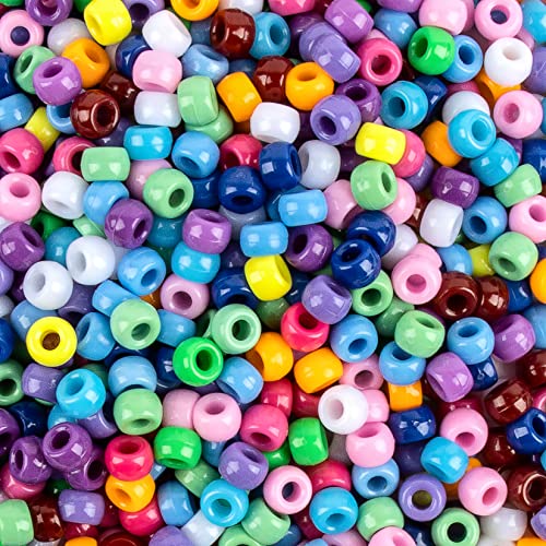 1000+ Pcs pony beads bulk - Plastic Bracelet Beads Sukh 6x9mm Plastic Pony Beads for Bracelets Making Multi-Colored Bracelet Beads for for Hair Braiding, DIY Crafts,Necklace ,Key Chains and Ornaments Decorations - Mix Color