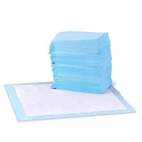 Amazon Basics Dog and Puppy Pee Pads with Leak-Proof Quick-Dry Design for Potty Training, Standard Absorbency, Regular Size, 22 x 22 Inches, Pack of 150, Blue & White - Unscented - Regular (150 Count)