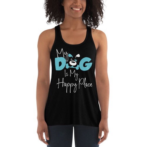 Happy Place: Women's Flowy Racerback Tank | Black / L