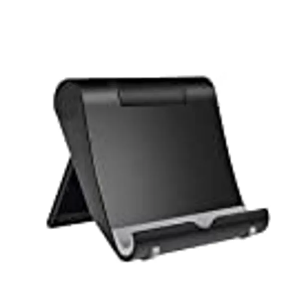 2 Pack Adjustable Tablet Stand Compatible with Fire HD 8 HD 10,Fire 7 Tablets,Compatible with Samsung Galaxy Tab A7 A8 S5e,Compatible with Kindle Paperwhite,E-Readers Multi-Angle Desktop Holder Black