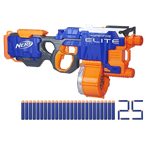 Nerf HyperFire Motorized Elite Blaster, 25-Dart Drum, Fires Up to 5 Darts Per Second, Includes 25 Official Elite Darts (Amazon Exclusive) - Frustration-Free Packaging