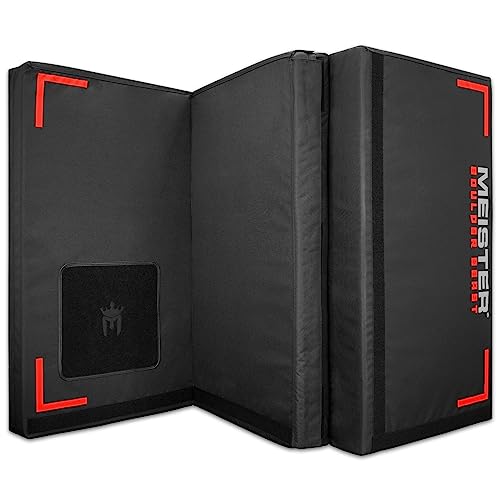 Meister Boulder Beast XL Tri-Fold Rock Climbing Crash Pad w/Backpack Straps - Black - 72" Length x 44" Width x 5" Height