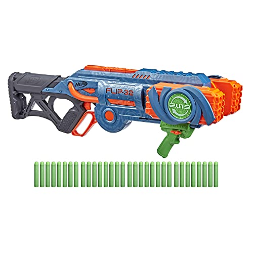 Nerf Elite 2.0 Flipshots Flip-32 Blaster with 32 Dart Barrels That Flip to Double Your Firepower, 32-Dart Capacity, 32 Elite Darts