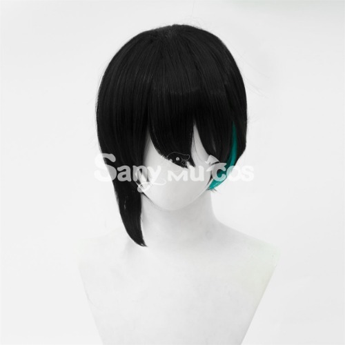【In Stock】Nijisanji Vtuber Cosplay Kai Mayuzumi Black and Green Short Cosplay Wig