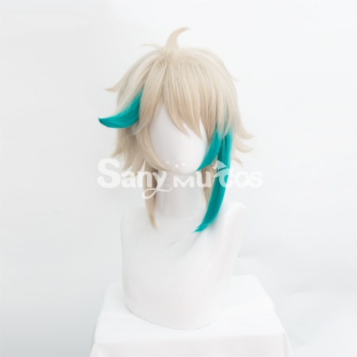 【In Stock】Nijisanji Vtuber Cosplay AZA Blond Mixed Green Short Cosplay Wig