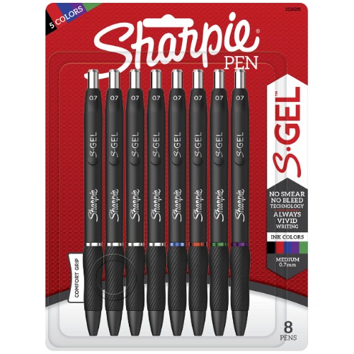 Sharpie S-Gel, Gel Pens, Medium Point (0.7mm), Assorted Colors, 8 Count - 8 Count