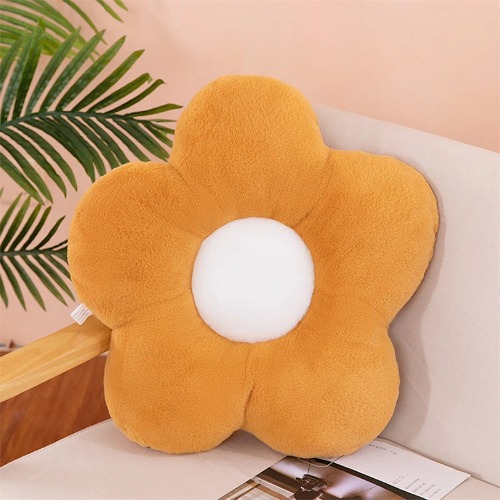 Colorful Cute Kawaii Flower Cozy Cushion - brown