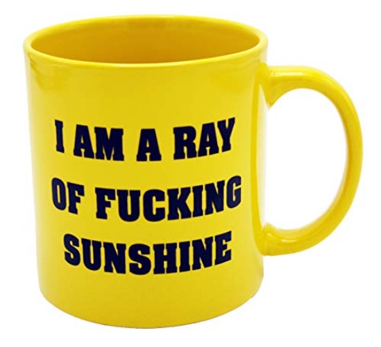 Island Dogs Ray of Fucking Sunshine Giant Novelty Coffee Mug, 1 Count (Pack of 1), Yellow