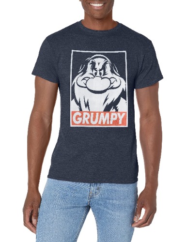 Disney Men's Snow White and Seven Dwarfs Grumpy Graphic T-Shirt - X-Large Navy Blue Heather