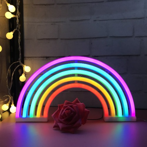 QiaoFei Cute Rainbow Light Signs for Kids Gift's Gift LED Rainbow Neon Signs Rainbow Lamp for Wall Decor Bedroom Decorations Home Accessories Party Holiday Battery or USB Operated Table Night Lights - 