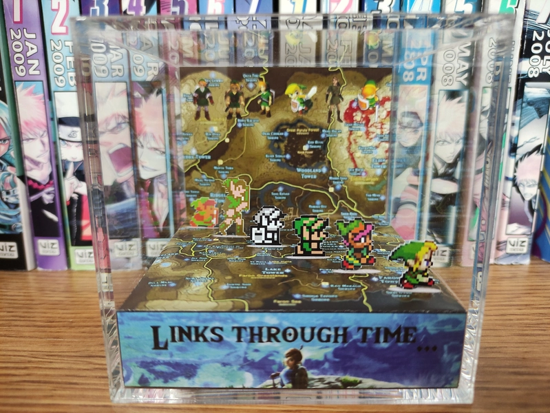 The Legend of Zelda Diorama Links - Links through Time, Zelda Link 3D Diorama Cube, Handmade Crystal Diorama Cube, Unique Gift for Gamers
