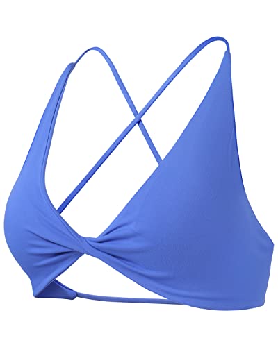 AUROLA Workout Sports Bras Women Athletic Removable Backless Strappy Criss Cross Light Support Gym Fitness Yoga Crop Bra - Mars - Large - Mars-solid-dazzling Blue