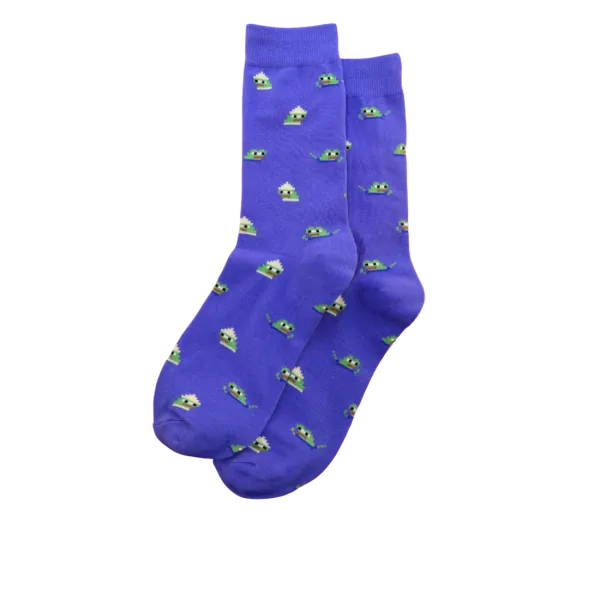 Pixel Peepo Combed Cotton Socks - Blue
