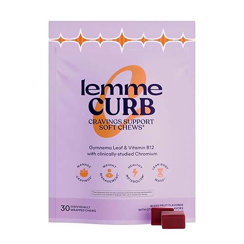 Lemme Curb Cravings Soft Chews - Reduce Appetite, Support Healthy Diet, Metabolism & Lean Body w/Clinically Studied Chromium, Gymnema & B12, No Added Sugar, Mixed Berry, 30 Count (Month Supply)