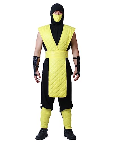 miccostumes Men's Ninja Yellow Fighter Halloween Cosplay Costume - X-Large