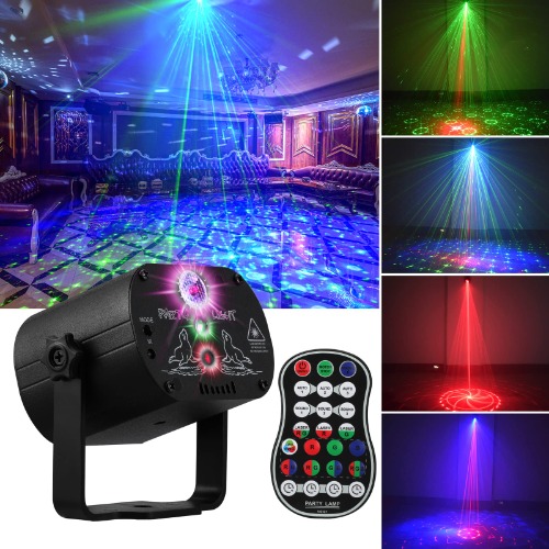 DJ Disco Stage Party Lights, LED Sound Activated Laser Light RGB Flash Strobe Projector with Remote Control for Christmas Halloween Decorations Karaoke Pub KTV Bar Dance Gift Birthday Wedding - 