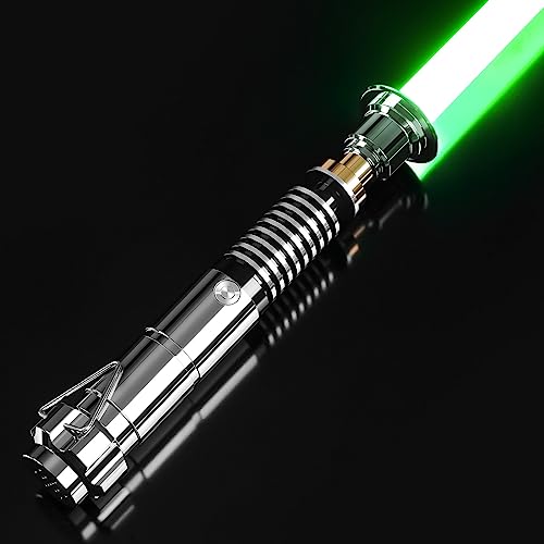 CVCBSER Smooth Swing Dueling Lightsaber, Motion Control 12 Sound Fonts with Infinite Color Changing 16RGB, Premium Metal Handle Light Saber for Adults and Boys Gift - RGB-X-12 Fonts