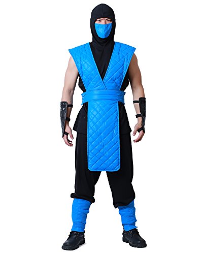 miccostumes Men's Ninja Blue Fighter Halloween Cosplay Costume - X-Large