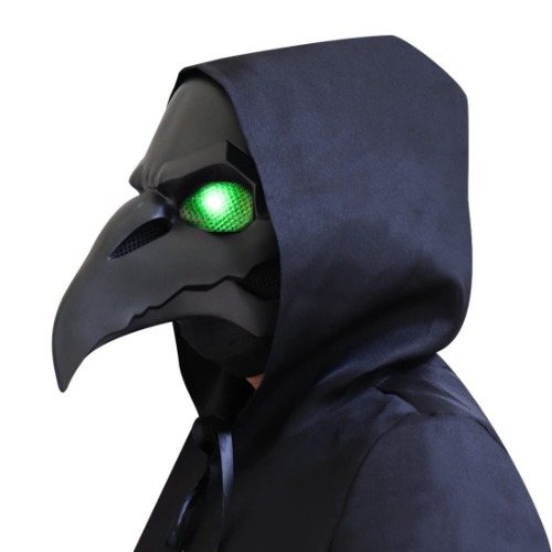 Steampunk Plague Doctor Bird Mask with LED Light, Retro Long Nose Beak Cosplay Mask Halloween Masquerade Costume Props - Blue Led Mask
