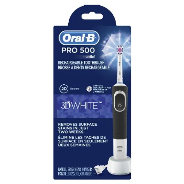 Oral-B Pro 500 3D White Electric Toothbrush with Brush Head (Packaging/Color May Vary)