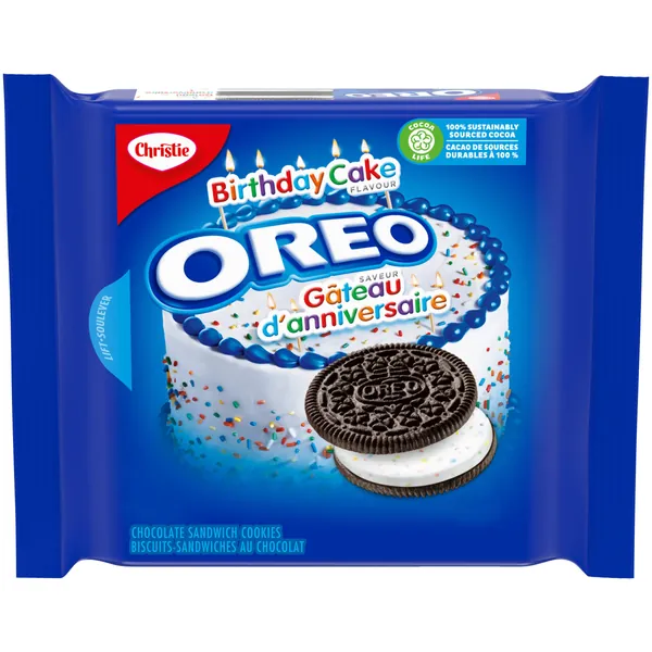 Oreo Birthday Cake Sandwich Cookies, 261g, Back to School Snacks - Birthday Cake