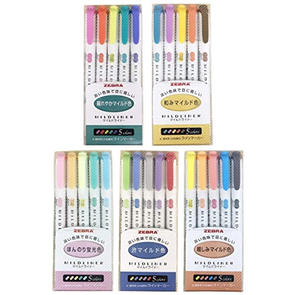 Zebra Mildliner - Set di 25 evidenziatori, colore pastello