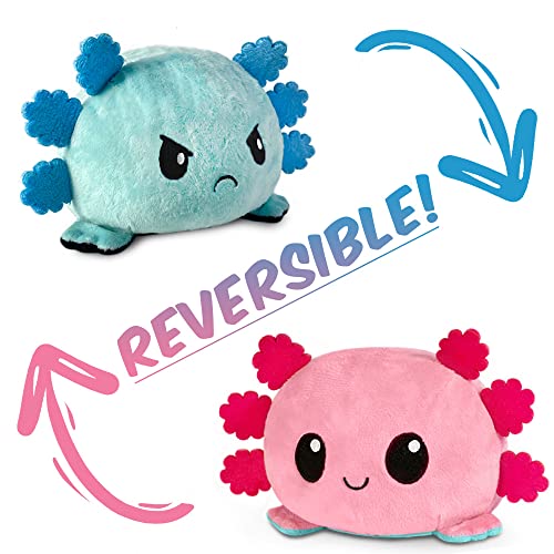 Thedttoy Reversible Axolotl Plushie Cute Axolotl Plush Toy Happy Angry Mood Changing Axolotl Gifts Show Your Mood Without Saying A Word - Blue + Pink