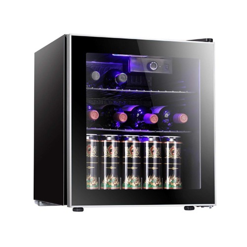 Antarctic Star 18 Bottle 70 Can Wine Cooler/Cabinet Beverage Refrigerator Small Mini Fridge Clear Front Glass Door Counter Top Red Cellar Beer Soda Bar Quiet Compressor Freestanding 1.6 cu.ft Black - 1.6 cu.ft Black