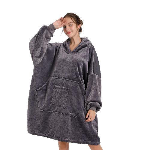 Blanket Hoodie Sweatshirt, Wearable Blanket Oversized Sherpa with Sleeves and Giant Pocket, Cozy Hoodie Warm for Adult Kids