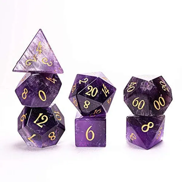 DND Dice Set Polyhedral Dice Set DND Dungeons and Dragons Amethyst Gemstone Dice RPG MTG URWizards