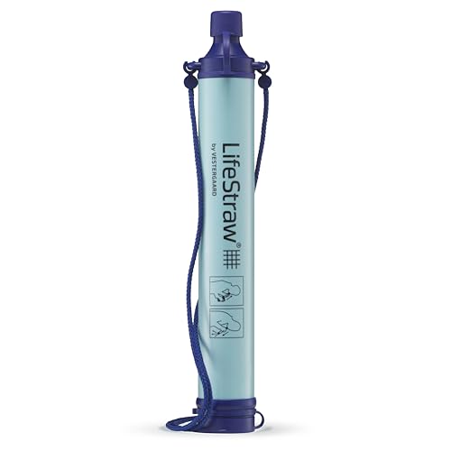 LifeStraw Personal Water Filter for Hiking, Camping, Travel, and Emergency Preparedness - Blue - 1 Pack
