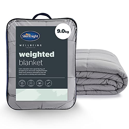 Silentnight Wellbeing Weighted Blanket – Heavy 9kg Weighted Anxiety Gravity Blanket for Sensory Anxiety Therapy Insomnia Stress Relief – King Size - 150 x 200cm - 9kg - Single