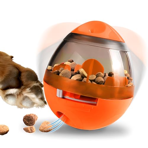Zellar Treat Dispensing Dog Toy for Boredom, Interactive Treat Puzzle Dog Toy, Dog Treat Ball Dispenser Toy, Slow Feeder Dog Game Brain Stimulating Enrichment Toy for Small Medium Dogs & Cats (Orange) - Orange