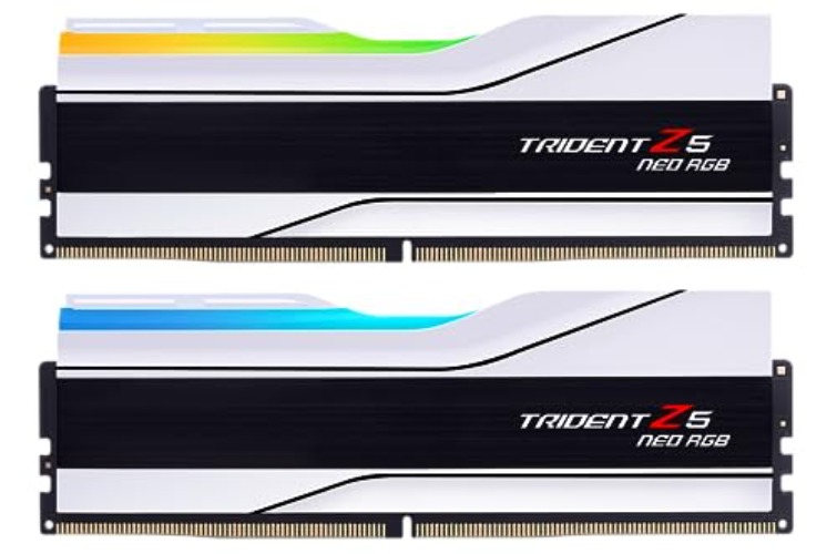 G.SKILL Trident Z5 Neo RGB Series (AMD Expo) DDR5 RAM 32GB (2x16GB) 6400MT/s CL32-39-39-102 1.40V Desktop Computer Memory UDIMM - Matte White (F5-6400J3239G16GX2-TZ5NRW)