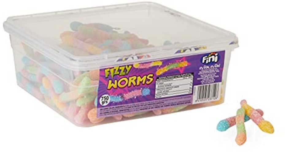 Fini Fizzy Worms Jelly Gummy Sweets, Mixed-Fruit