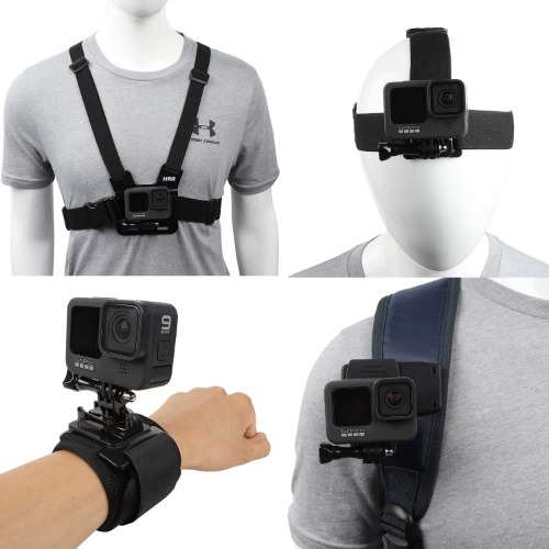 Accessories Set for GoPro Hero 11/10/9/8/7/6/5/4,New Quick Release Head Strap Mount + Chest Mount Harness + Backpack Clip Holder + 360°Rotating Wrist Strap - 